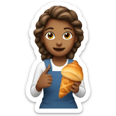 Girl with croissant in the hand  sticker