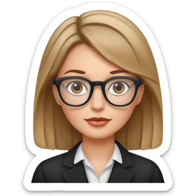 White woman,dark blonde hightlights, glasses,  sticker