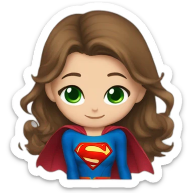 Supergirl kiss green eyes and brown hair boy sticker