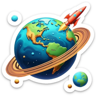 Vintage Planet comet streak motion sticker