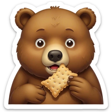 vomiting bear eating a saltine cracker sticker