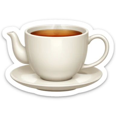 a white tea cup with hot tea inside sticker