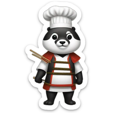 Panda samurai chef cuisinier sticker