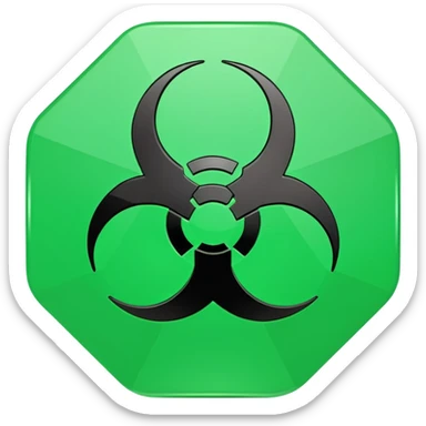 hazardous green logo, iOS app icon style, abstract toxic symbol, vibrant green, geometric, no text sticker