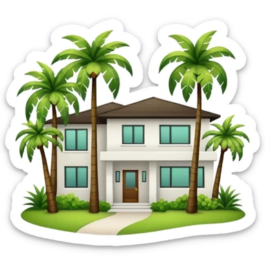 Mid century modern home with palm trees sticker
