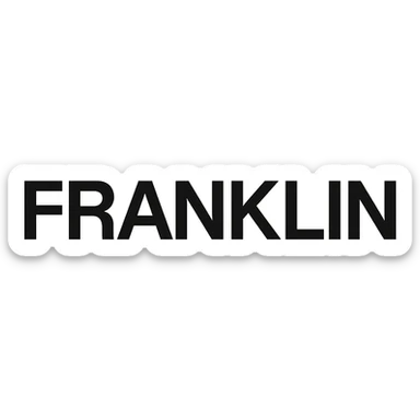 'FRANKLIN' word mark, uppercase, modern Helvetica-style, startup branding, black sticker