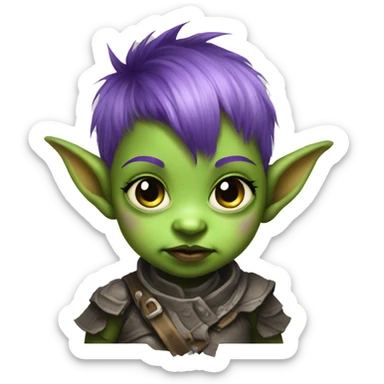 Baby goblin girl with purple mohawk  sticker