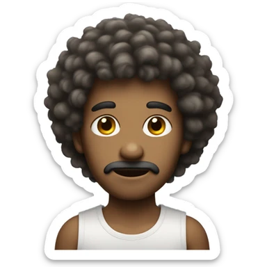 man with big eyes fluffy hair small face sticker