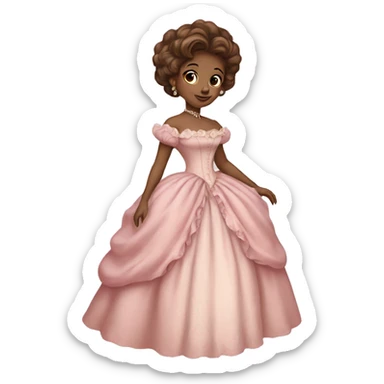vintage rococo mixed woman with brown hair in a light pink gown  sticker