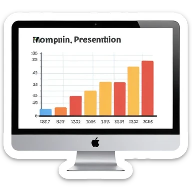 computer screen displaying a single presentation slide with a title line and a chart  sticker