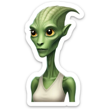 tall reptilian alien woman, full body  sticker