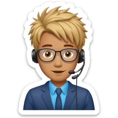 Male Customer Service Agent with funky hair sticker
