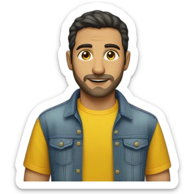 Armenian guy with a yellow T-shirt sticker