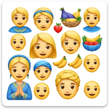 Create some emojis with many activities, also use Ukrainian vyshyvanka  sticker