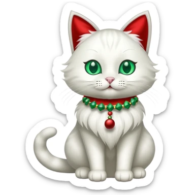 a full-body silk cat with Christmas accessories  sticker