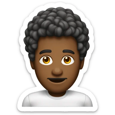 Um homem de cabelo castanho escuro curto, penteado de lado. Pele branca com sobrancelhas finas e olhos castanhos. Ele veste uma camisa vermelha do Flash com um círculo branco e um raio amarelo no centro. sticker