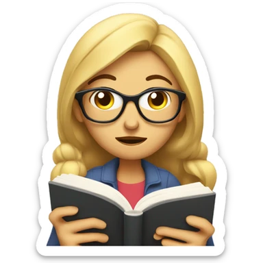 Puzzled woman scratching head while reading a book sticker