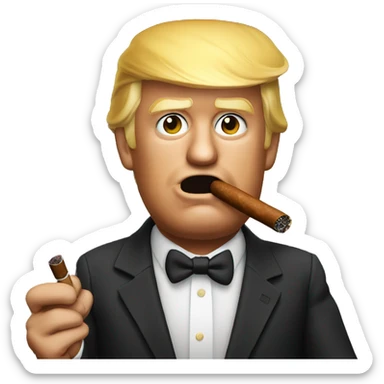 Donald Trump holding a cigar sticker