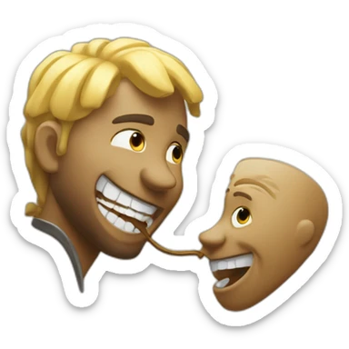 a man touching the jungle musician goldie’s teeth sticker