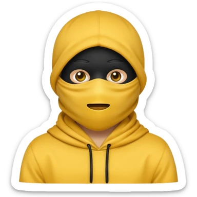 masked yellow emoji covering head and face / rap style like yeat kinda cloth covering head and face. rap style and minimalistic and mysterious sticker