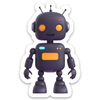 cartoon pretty smiling robot sticker