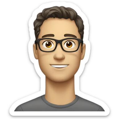 nerdy white boyfriend with dark hair and glasses sticker