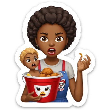 tsion angry black girl ragebait fat running 100 kfc chicken dirty mouth angry bad word sticker