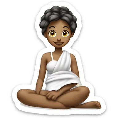 Génère moi une fille avec c’est cheveux enrouler dans une serviette avec une serviette eu tour de son corp et elle est en train d’appliquer sa crème  sticker