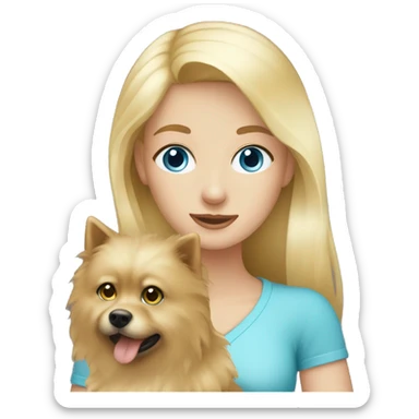 Blonde girl blue eyes holding spitz  sticker