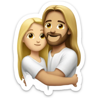 Jesus hugging a blond girl sticker