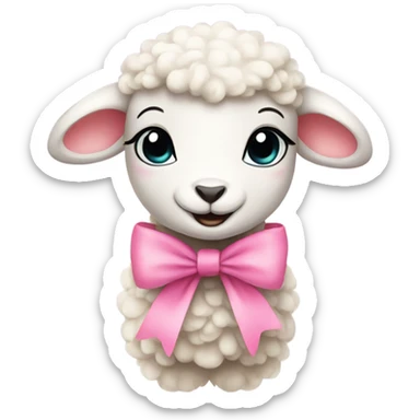 Cute lamb with pink bow around neck sticker