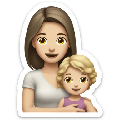 Pale Brunette holding a pale girl toddler  sticker