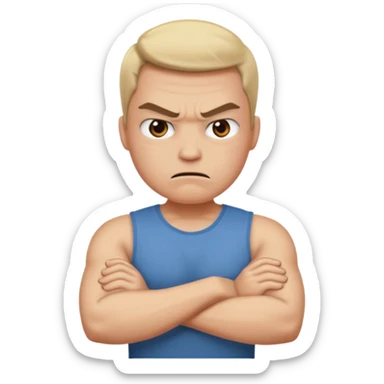 angry face with arm crossed  sticker