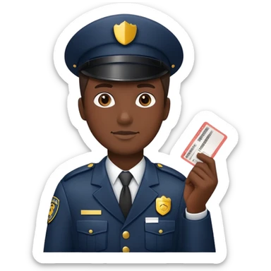 security guard holding a ticket sticker