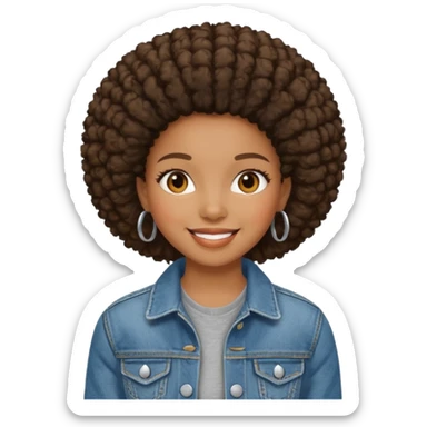 afro girl in jean jacket sticker