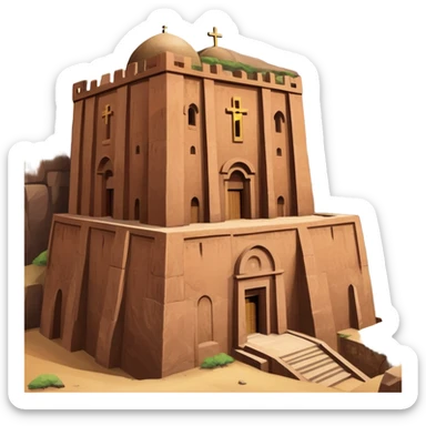 Create the rock hewn Church of Saint George in Lalibela, Ethiopia into an iOS style emoji. Make it HD and precise. sticker