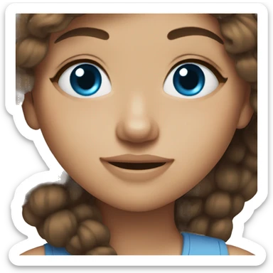 Brown hair blue eyed girl sticker
