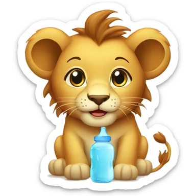 Cute lion with baby bottle  sticker
