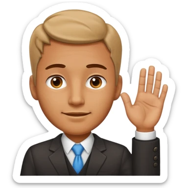 un homme qui secoue ses mains sous son menton sticker