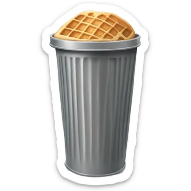 ice cream waffle cone in a grey trash can sticker