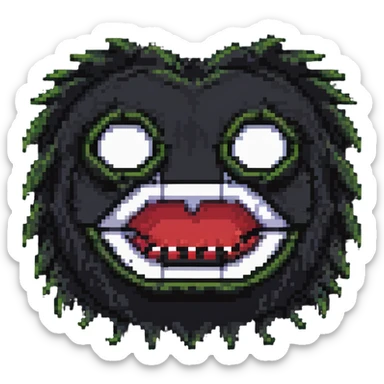 horror sackface with jagged stitched mouth and one eye sticker