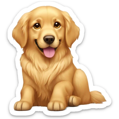 A golden retriever with hearts for eyes sticker