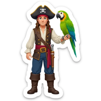 pirate and parrot sticker