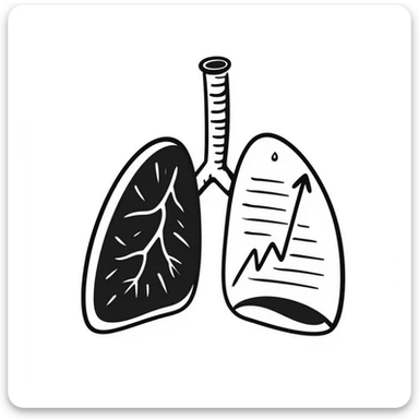 Hand-drawn lungs with oxygen measurement graph next to it, fitness capability visualization sticker