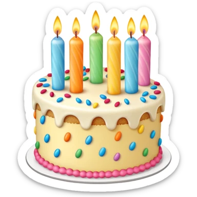 Birthday cake and candel with motion sticker