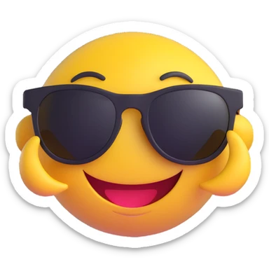 smiley face with sunglasses, 3D emoji style, no background, for a French memecoin Discord server French Cabal sticker