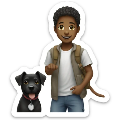 Black boy playing outside with dog sticker