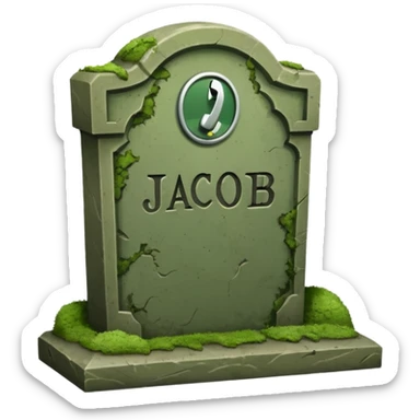 grave with name Jacob with phone and ;stop on it sticker