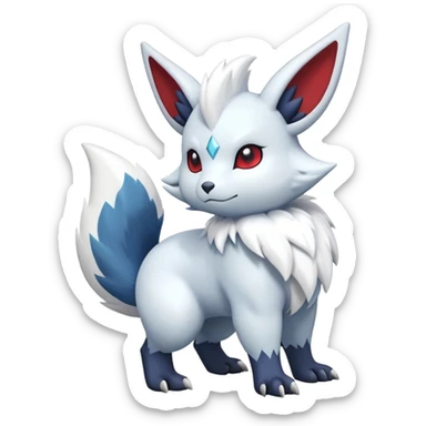 Shiny White Furry Snowy Ice-type Absol-Minccino-Zangoose-Hybrid (Full body) sticker