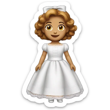 Annabelle la Muñeca con su vestido blanco walking  sticker